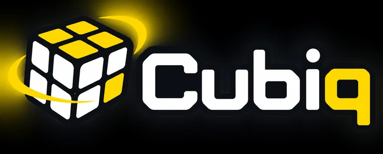 Logo Cubiq: kubus rubik bercincin kuning